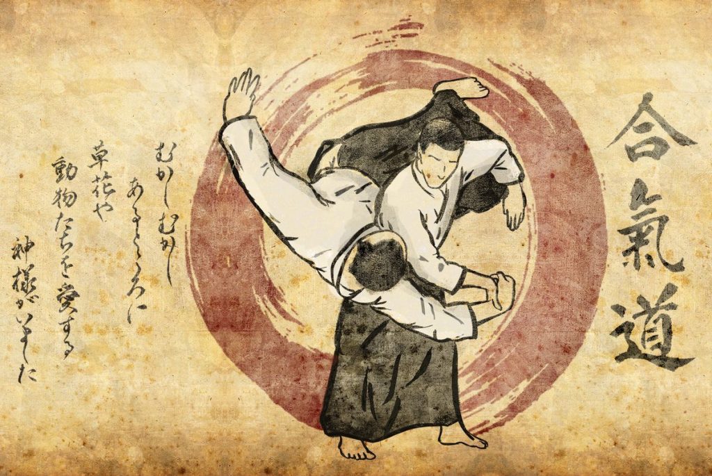 Ilustração de dois praticantes de Aikido, do acervo Aikinews